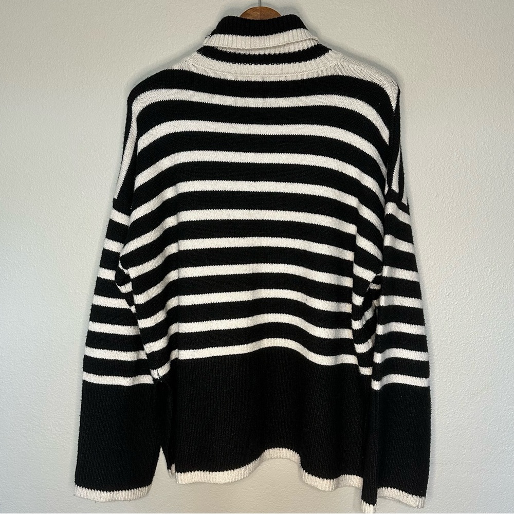 OAK + FORT Black and White Striped Turtleneck Sweater Size L - Picture 5 of 5